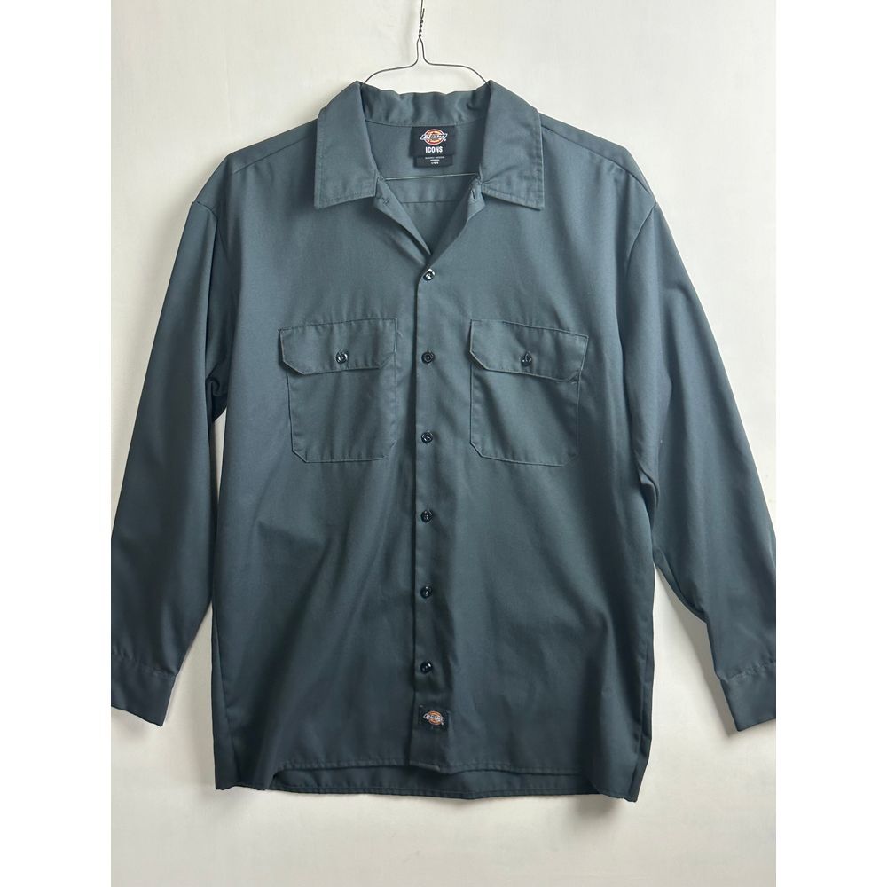 Dickies Men's Casual Button Down Shirt - Dark Gray